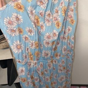 Blue long daisy dress